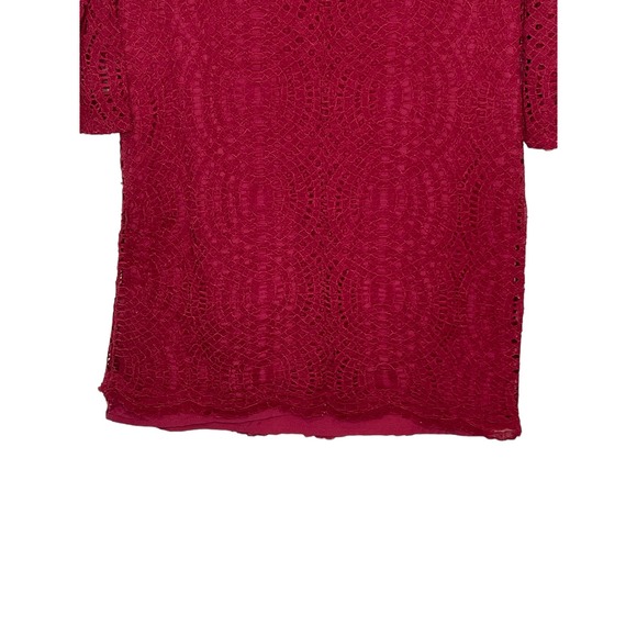 J.Crew Women's Dress Lined lace 3/4 Sleeve Shift Flared Dress Knee Length Red‎ 8 - Picture 10 of 11